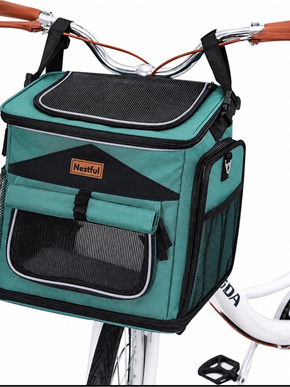 Teal Bicycle Handlebar Pet Carrier Bag